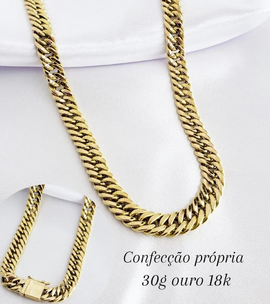Corrente e pulseira em ouro 18k